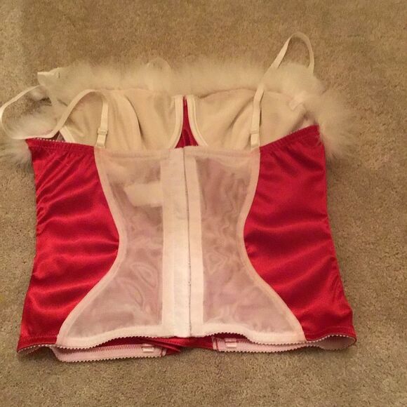 Shirley of Hollywood Red and White Corset Chemise Lingerie - Picture 5 of 7